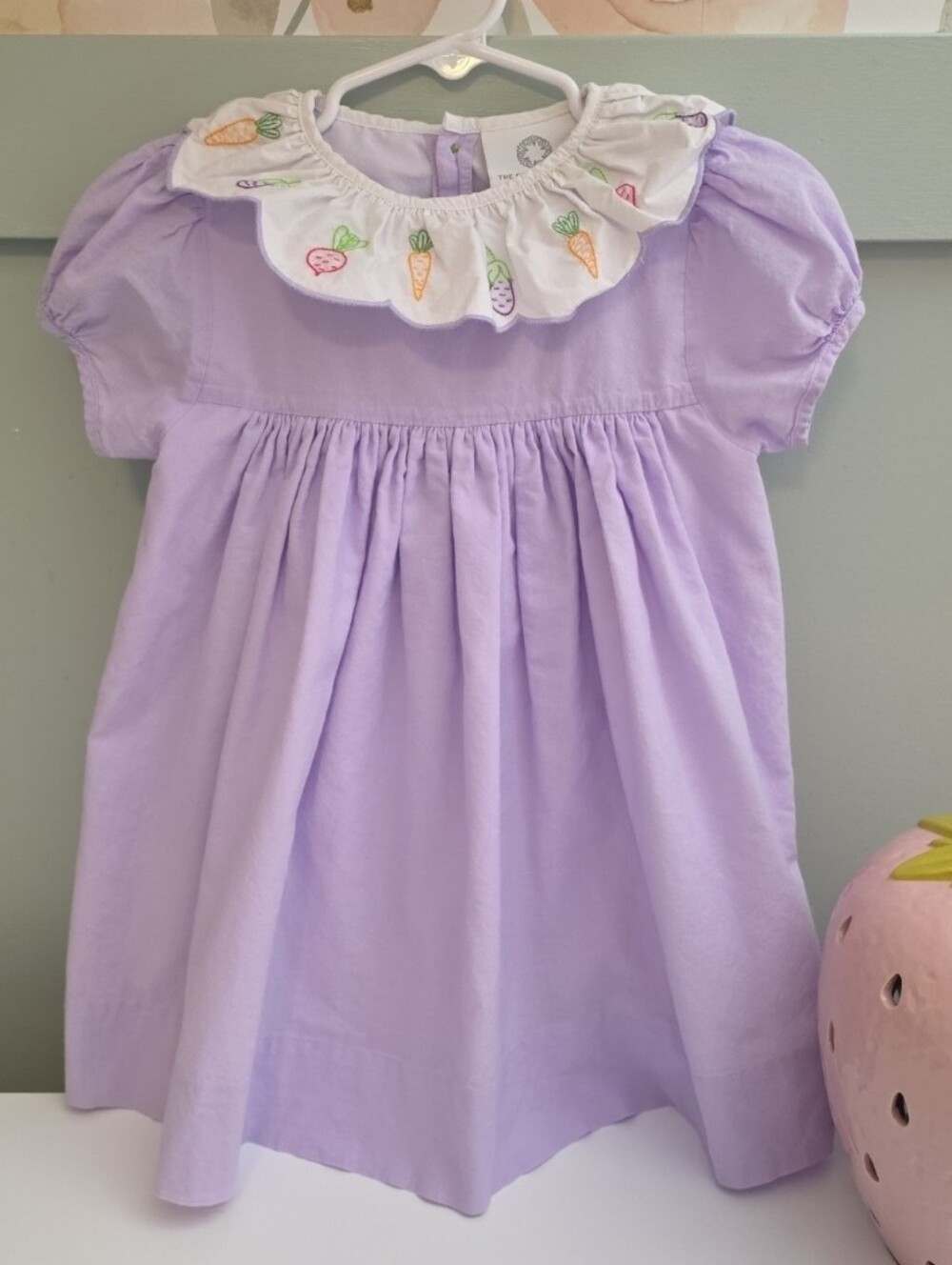 The Proper Peony 4t Cotton Dress with Veggies Vegetables Smocked Brand